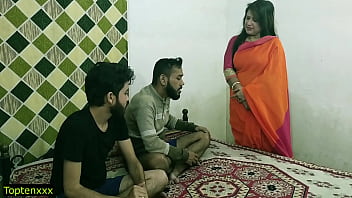 Desi Milf Malkin Aunty Gets Railed Hard By Two Horny Young Studs In A Wild Xxx Threesome – Moaning In Hindi!