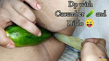 Cucumber And Dildo: A Double Penetration Study In Ass And Pussy For A Bbw Chubby Hot Indian Wife With Clear Hindi Audio